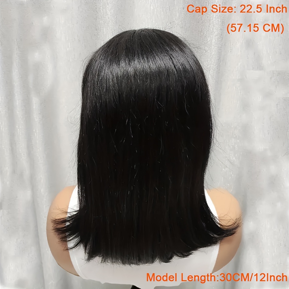 Brazilian Human Hair Wig Bangs Remy Straight Hair Bob Wigs Temu