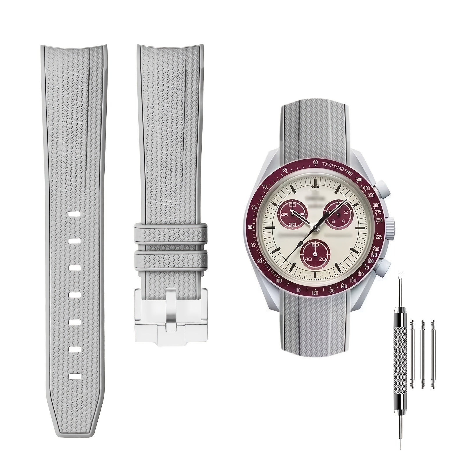 TEMU Cinturino in silicone da 20 mm compatibile con X Swatch Speedmaster Seamaster Seamless Curved Waterproof, cinturino di ricambio in silicone con