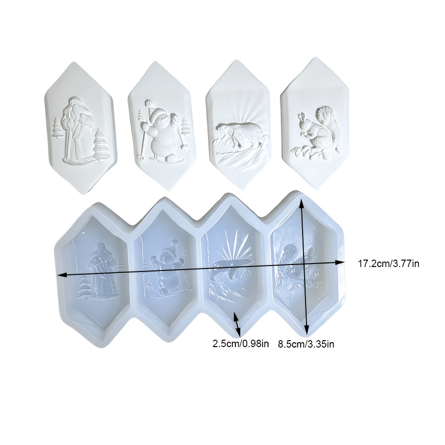 TEMU [Harz Silikonform] . 4-Steckverbinder Rhombus Winter Weihnachts Ornamente Silikonform - Inklusive Weihnachtsmann, Schneemann, Eisbär und