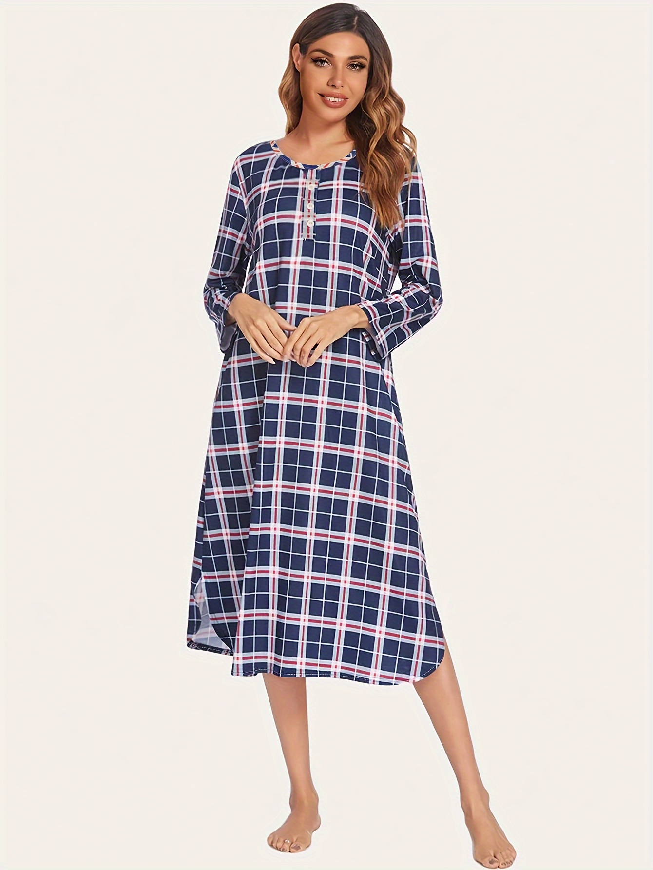 Metropolitan Womens Long Sleeve Flannel Nightgown Zippered