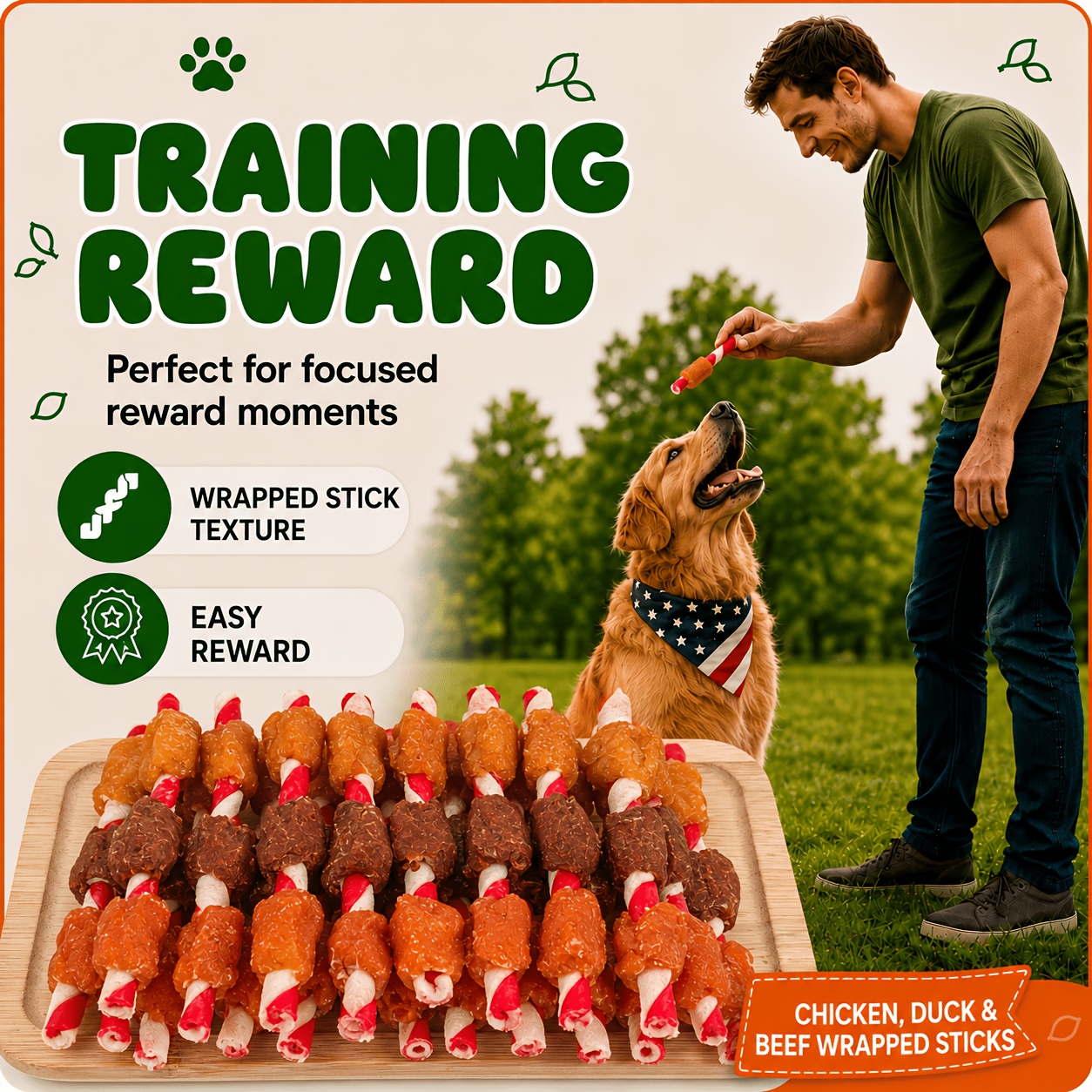 TEMU Wrapped Beef Hide Dog Treats With Chicken Liver And Duck, Multi-flavor Chew Sticks For Puppies And Adult Dogs, Training Reward Snacks For