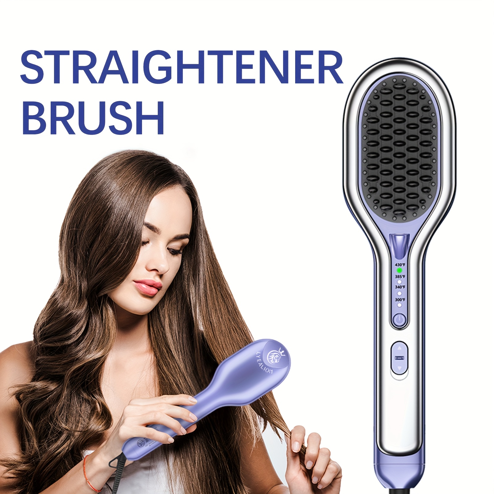 

Hair Straightener Mini Portable Small Hot Brush Straightening Brush Wide Non Damaging Travel Size Dual Voltage For For Women Ceramic