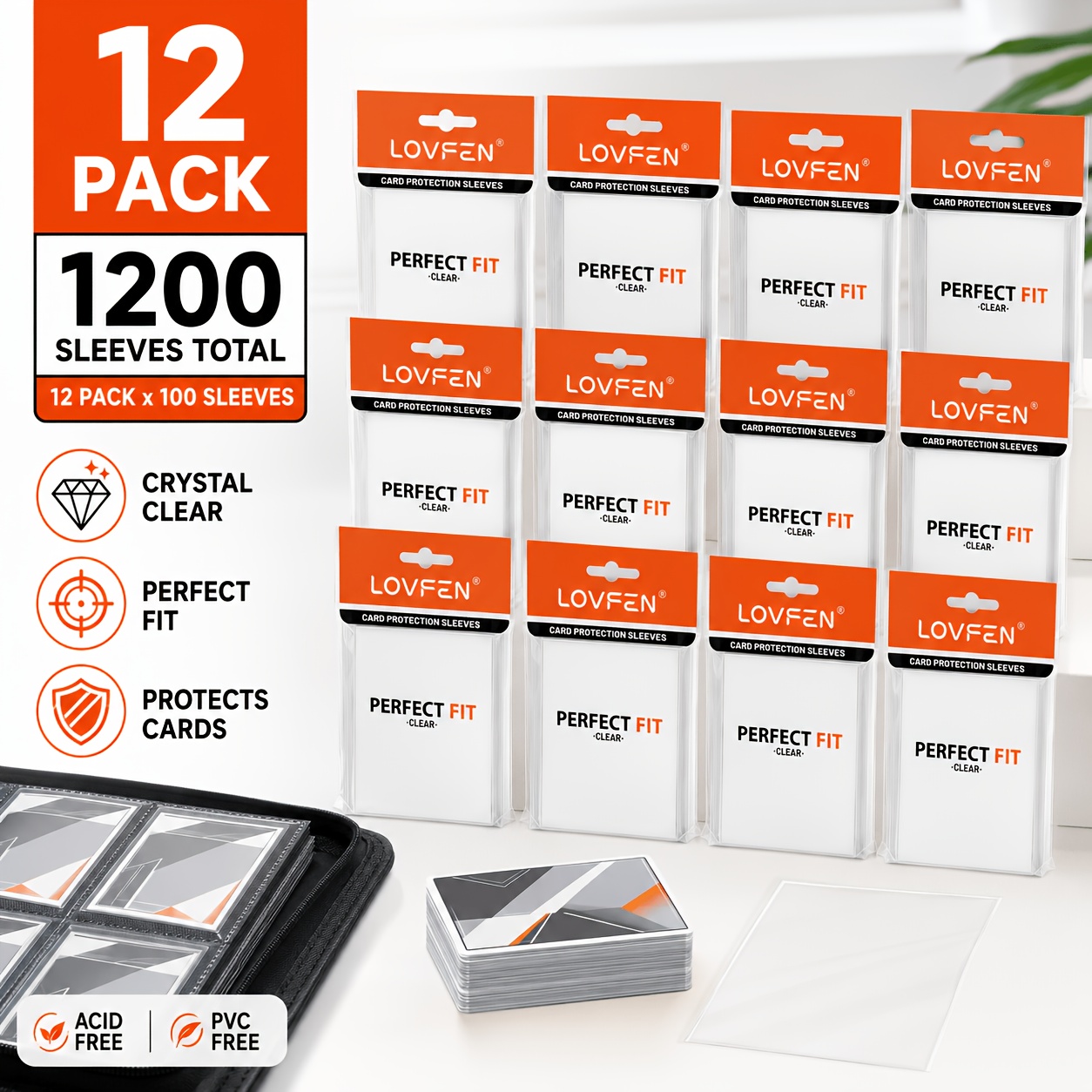 Image of Lovfen 1200ct Cross-border Transparent Soft Trading Card Sleeves For Baseball, Sports, Football, Mtg Game Cards