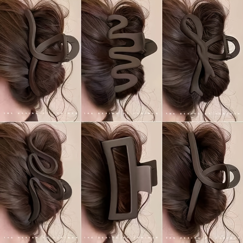 E-shop 6 Stück Mischstil Dunkelbraune Große Plastik-Haarklammern, Damen Haarklammern für Hochsteckfrisuren, Bohemian Elegante Mode-Haarklammern