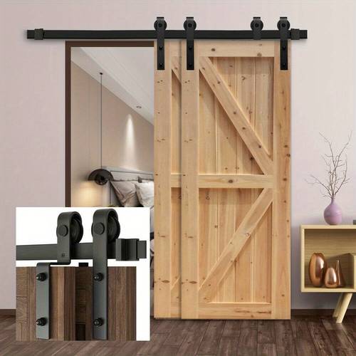182 88 cm 201 17 cm 249 94 cm 3 05 m 3 54 m sliding door hardware single or double door barn door hardware set sliding sliding door silent rail wheel bypass style barn door additions closet wood door track hardware