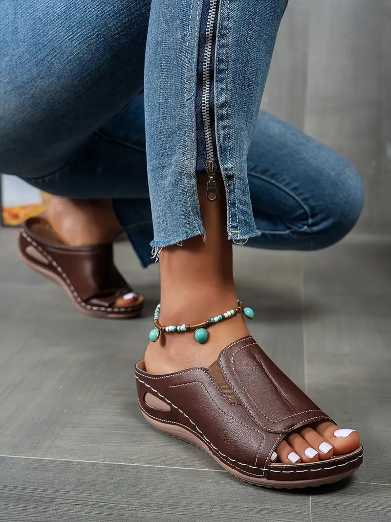 womens comfortable casual wedge sandals everyday anti slip shopping shoes summer outdoor beach slippers Product details 4
