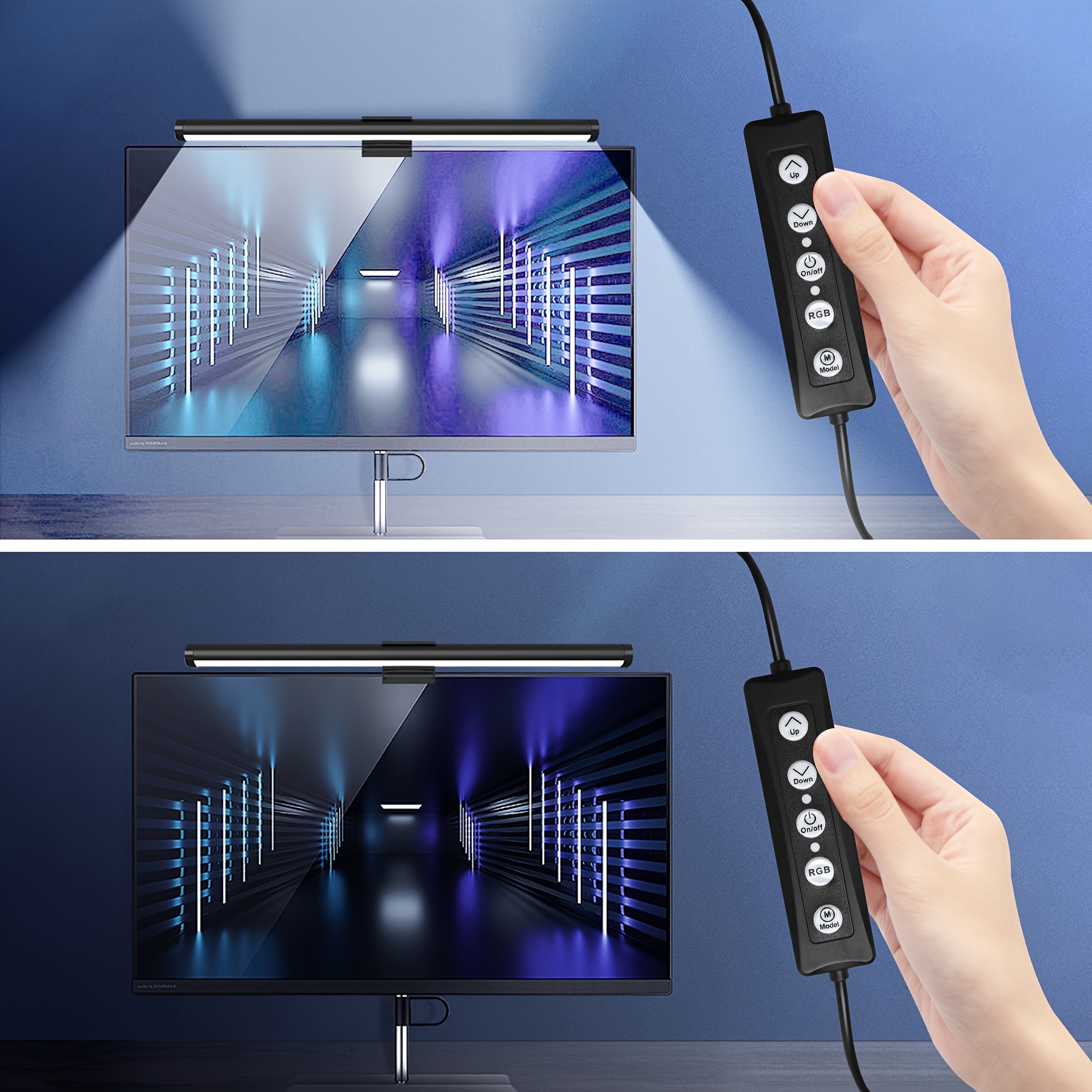 RGB Adjustable LED Double-Sided Screen Light Strip with Remote
