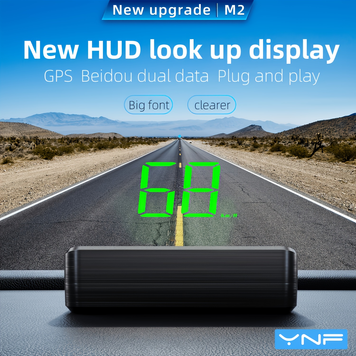 Ynf Car /+number Plate, Windshield Speedometer Projector, Automatic Light Sensing, Km/h Speed Unit