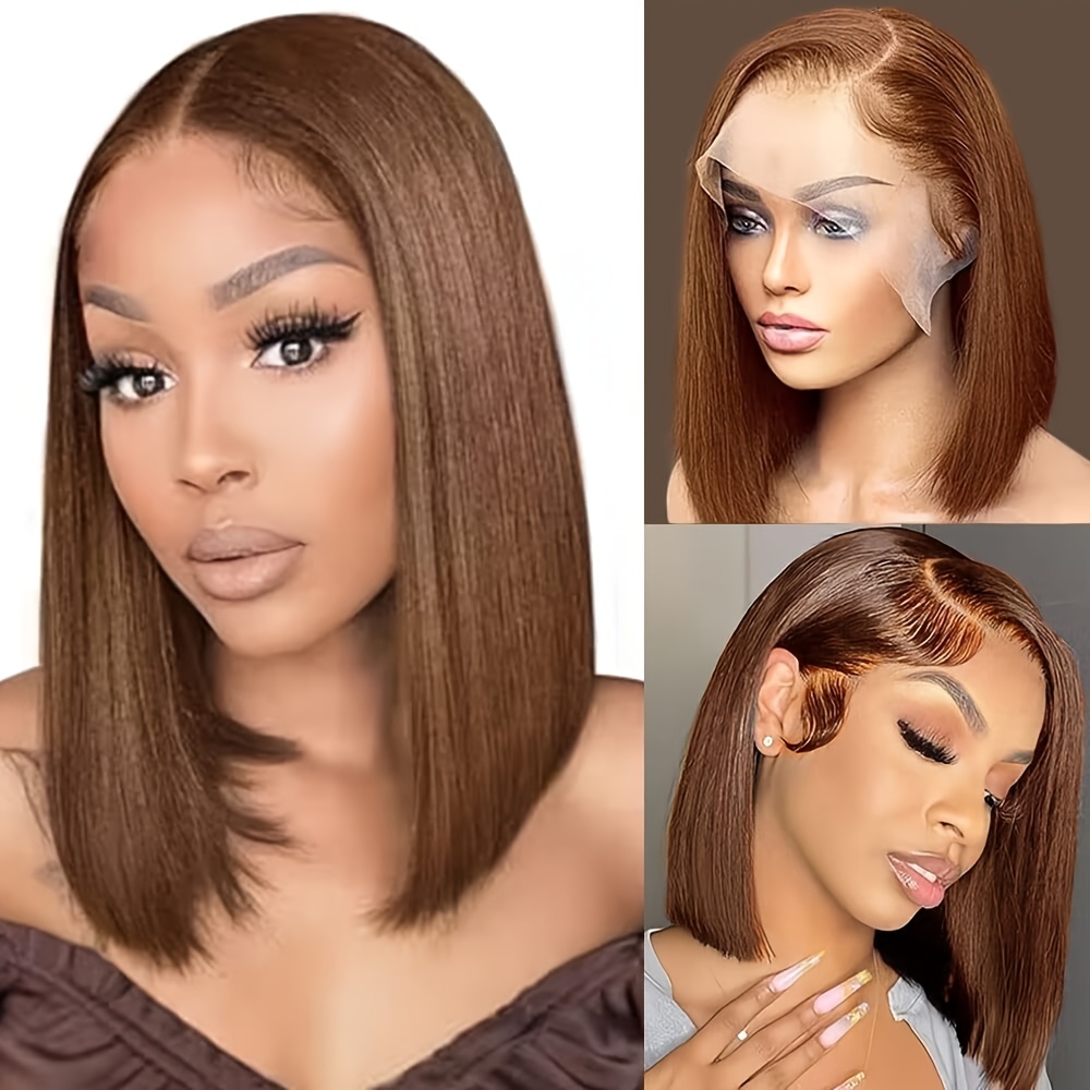 Brown Short Bob Wig 13x4 Lace Front Human Hair Wigs Women