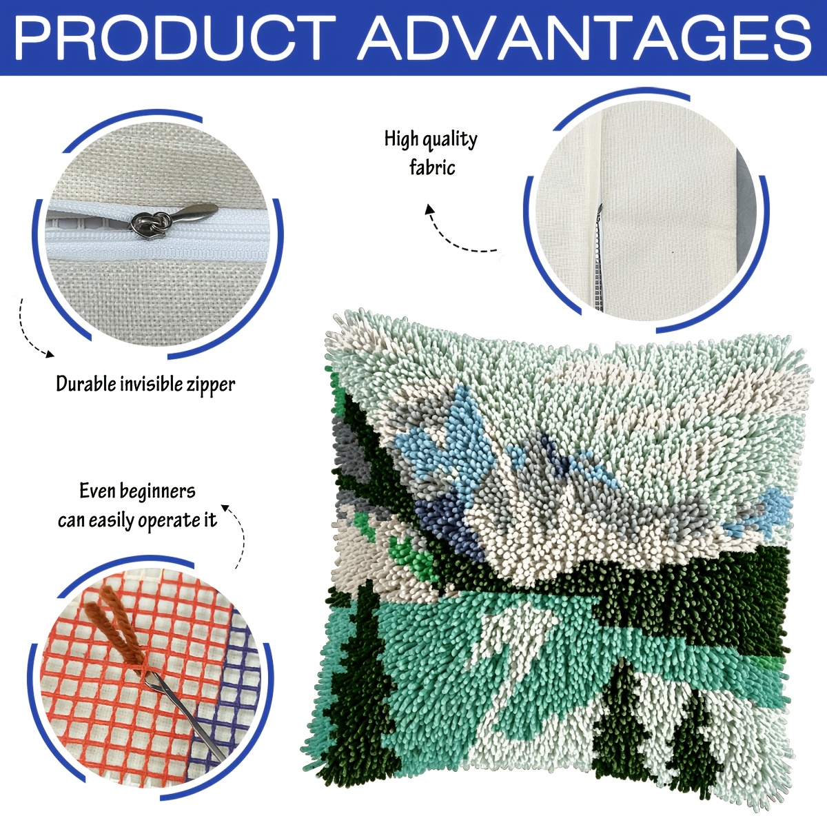 Latch Hook Kit Pillow Plant, Beautiful Scenery Printed Pattern, DIY Throw Pillow Cover