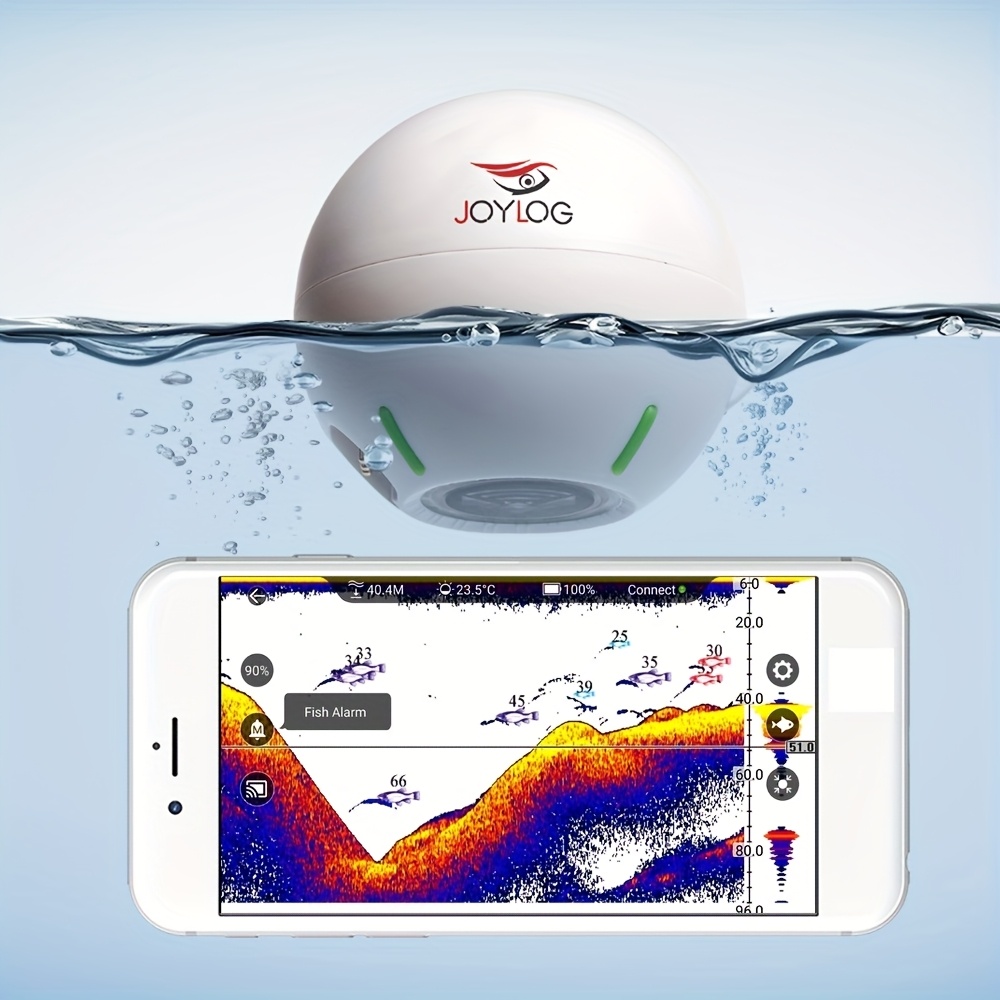 JOYLOG Eco Sonar Intelligente per Pesca, Sensore Wireless Ricaricabile, Ecoscandaglio per Profondità Acqua, Impermeabile: IPX7, Ideale per Barche da Esca e Pesca al Carpa