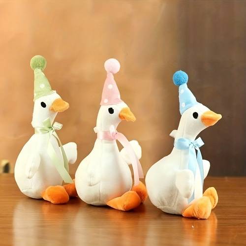 a cute large pet plush toy with a mini hat and ribbon 8 inch companion toy a fun gift for medium and small dogs and cats a safe interactive toy for and no batteries required