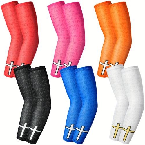 6 pairs ice cream drip compression arm sleeve faith protection arm sleeve sport accessory faith cross small