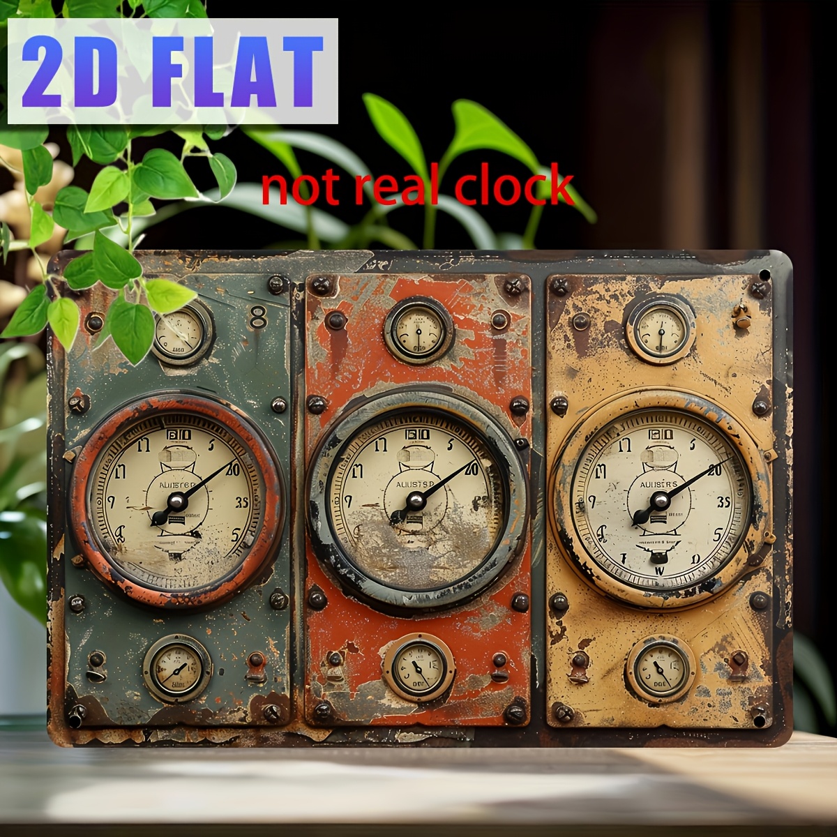 

1pc 2d Flat Vintage Metal Clock Plaque - Decorative Wall Art For Room, Restaurant, Cafe - Retro Style, No Electricity Needed, Featherless - 12x8 Inches/30x20 Cm, Without Power