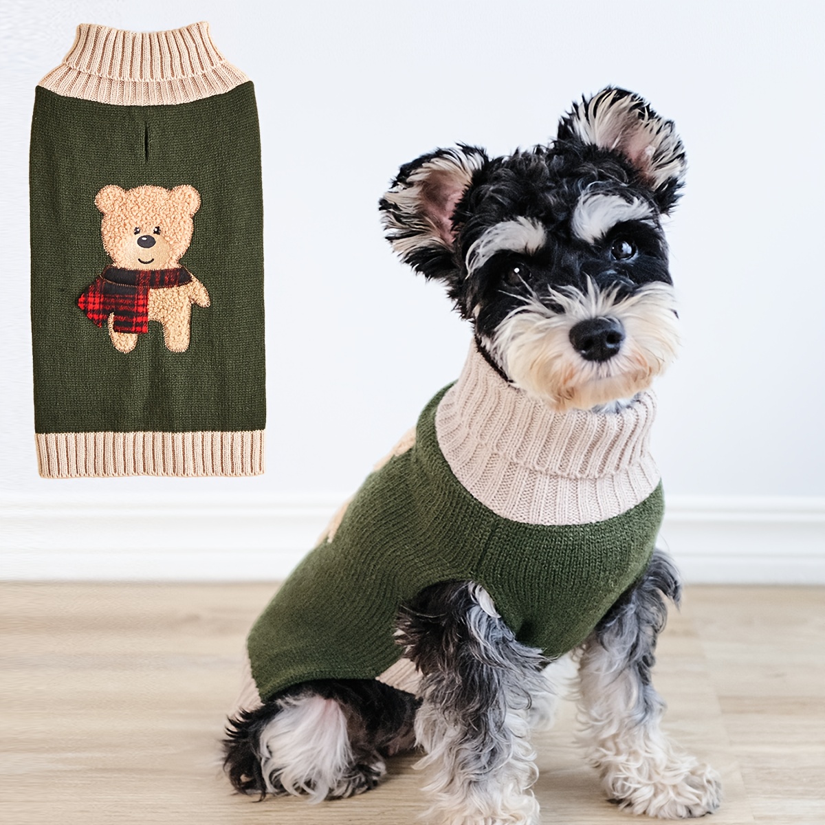 

Pet Clothes, Sweater, Thickening Pup Bear Embroidery Sweater For