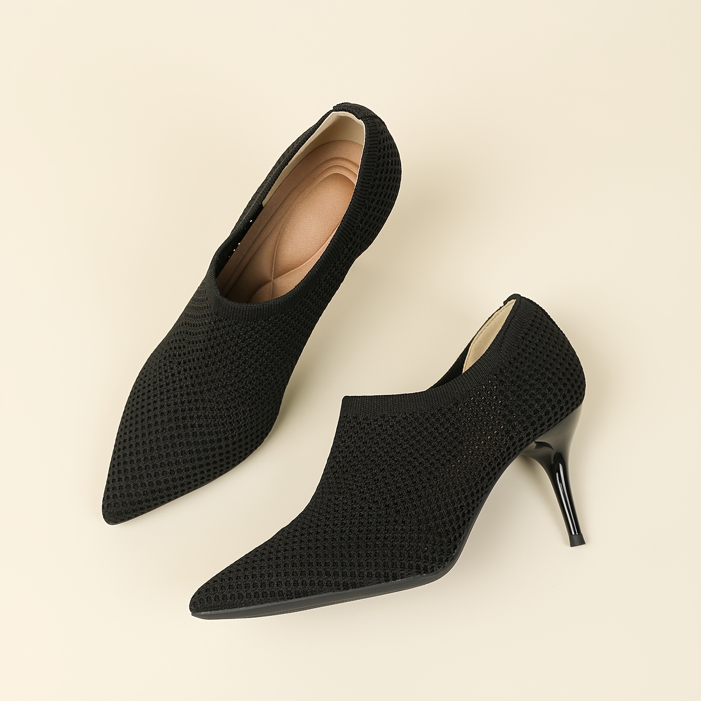 TEMU Fashion Casual High-heeled Hollow Women's Shoes, Trendy Easy Versatile Design, Office Essential, Women Shoes