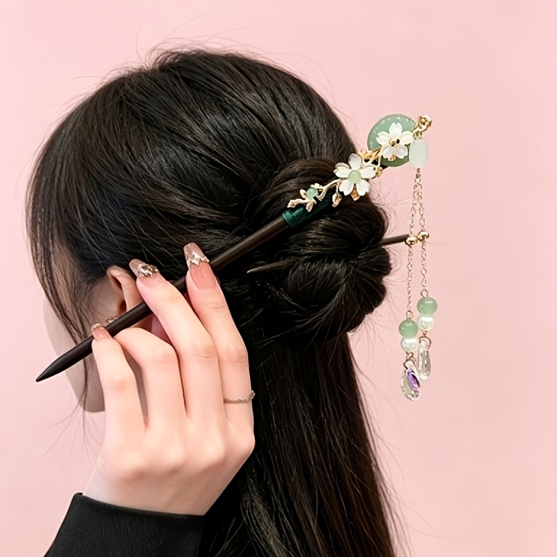 TEMU Popular Horquilla de Pelo con Borla Estilo Vintage Entering Dream para Mujer, Nueva Horquilla Bu Yao de Estilo Chino