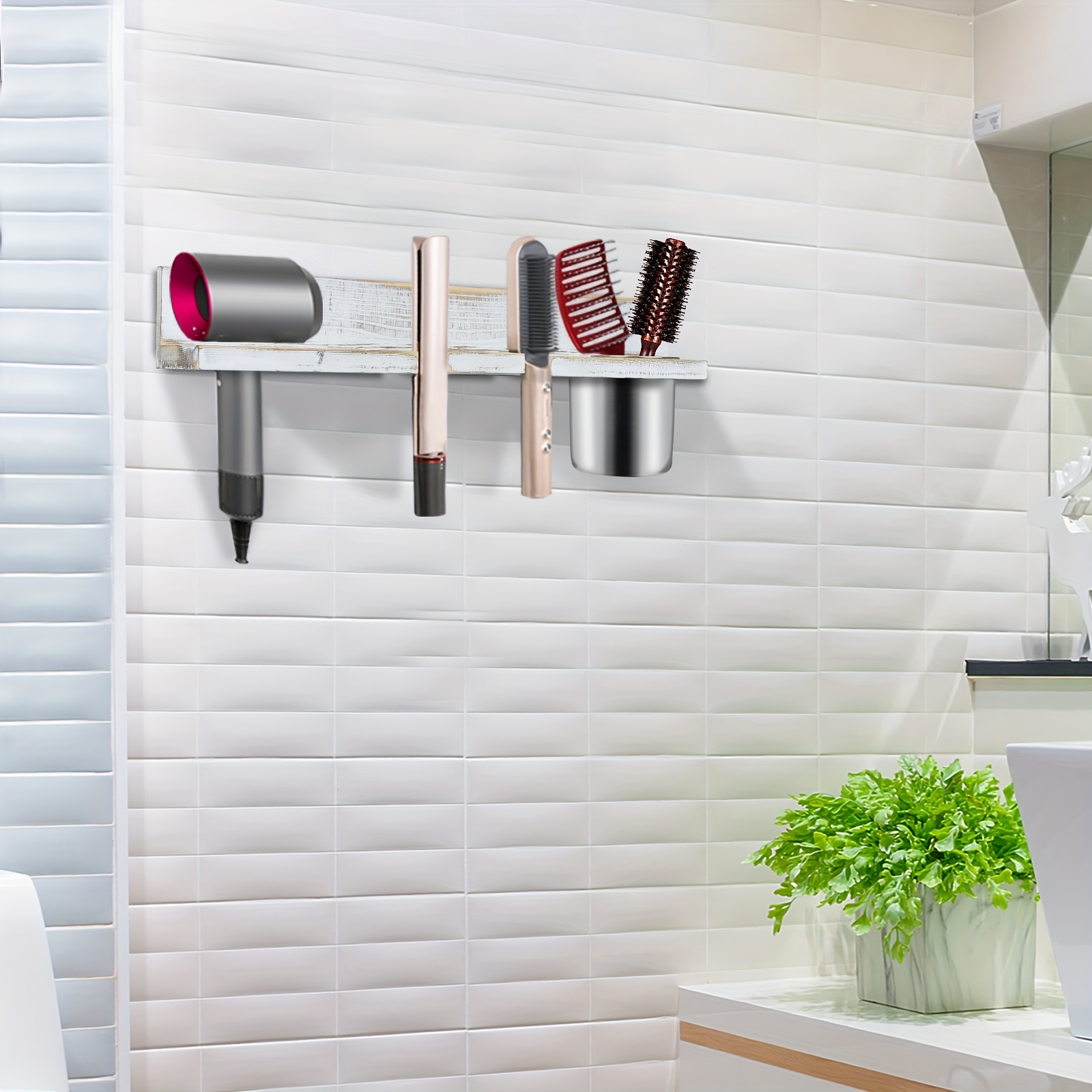 Wooden Hair Straightener Organizer 1pc Wooden Hair Dryer Holder