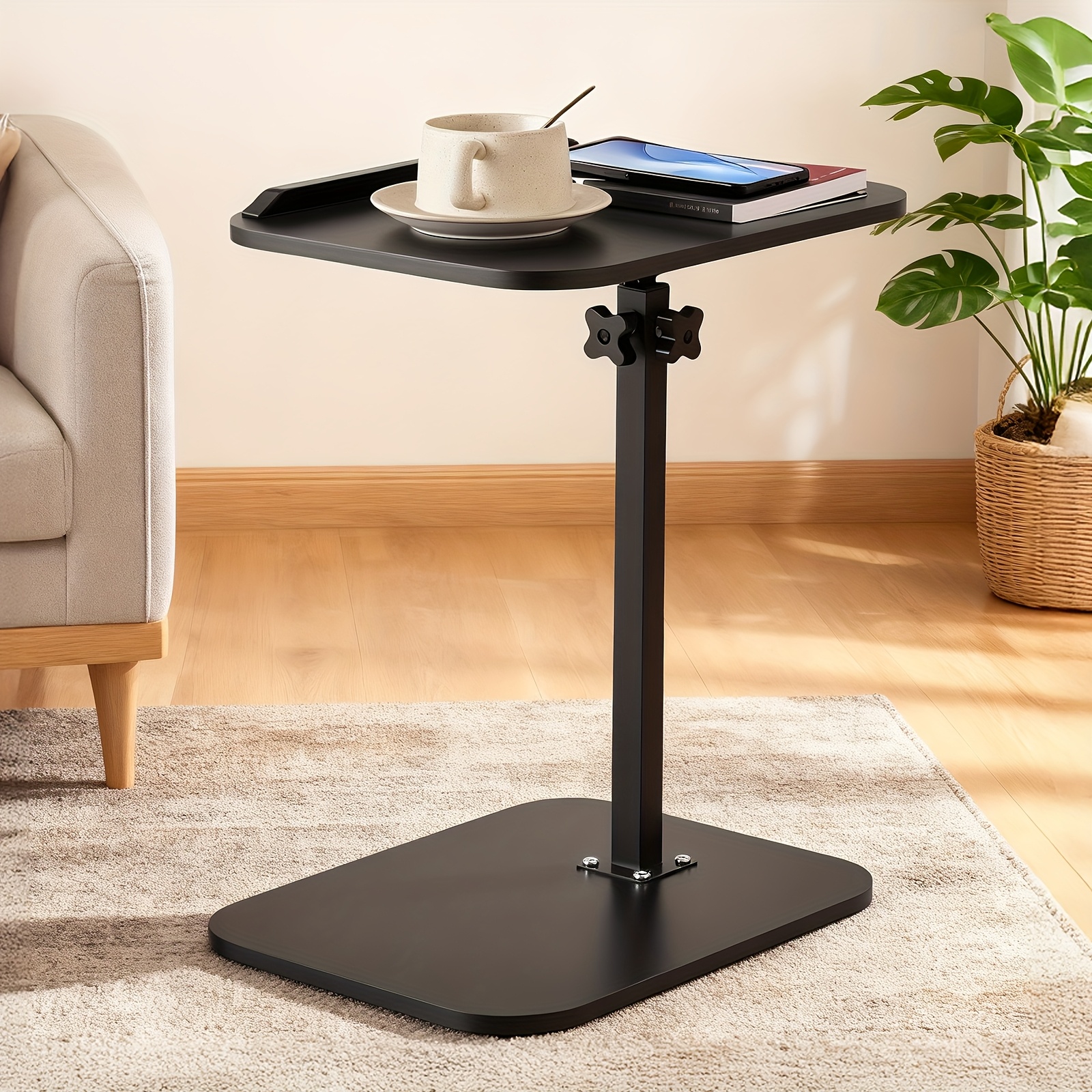 Adjustable Height Office Desk With Computer Workstation - Space- Compact Table With Built-in Storage Shelves, Heavy-duty Metal & Hardwood Construction Suitable For Office, Bed, Sofa - Assembly