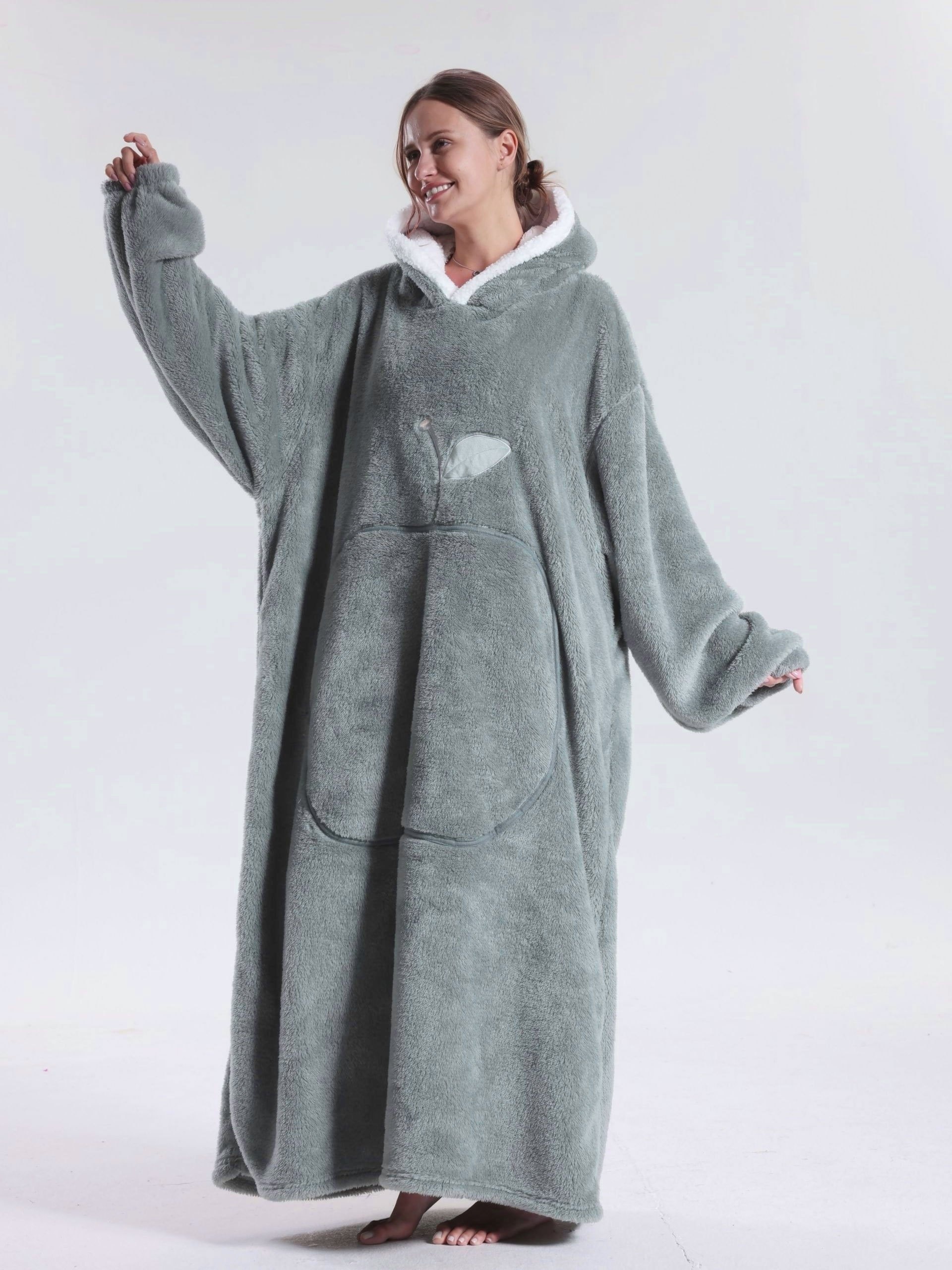 casual solid fleece thickened lounge robe fall winter long - Temu Morocco