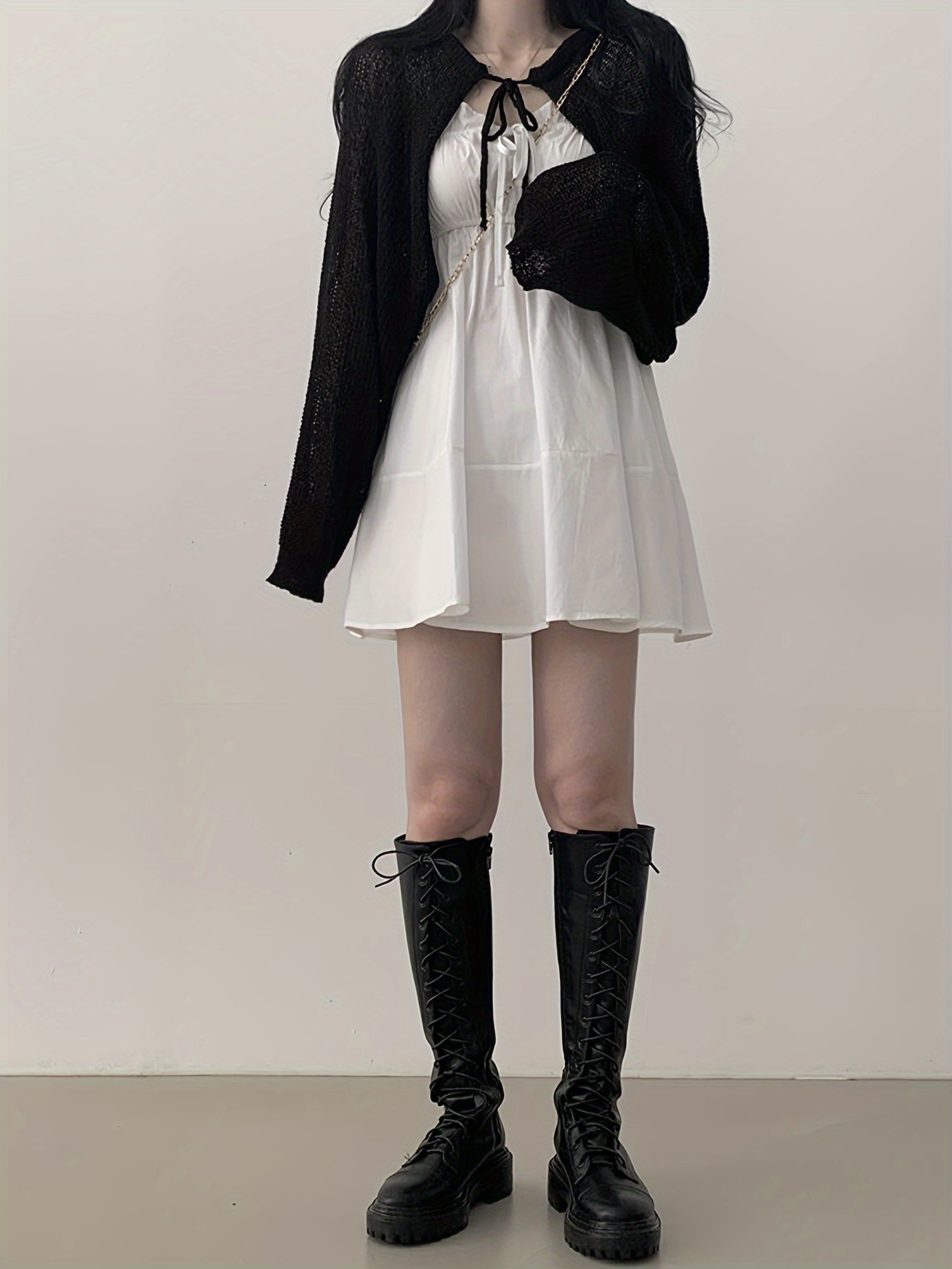 korean style short cardigan in solid color drawstring ice - Temu United  Arab Emirates