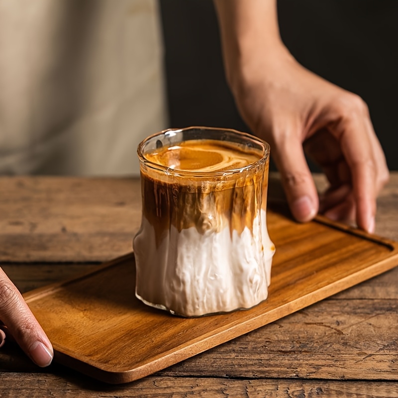 E-shop Kaffeetasse mit Baum-Muster aus Glas, Transparente Hochborosilikatglas-Tasse, Geeignet für Eiskaffee, Milch, Getränke, Wasserbecher - Ideales