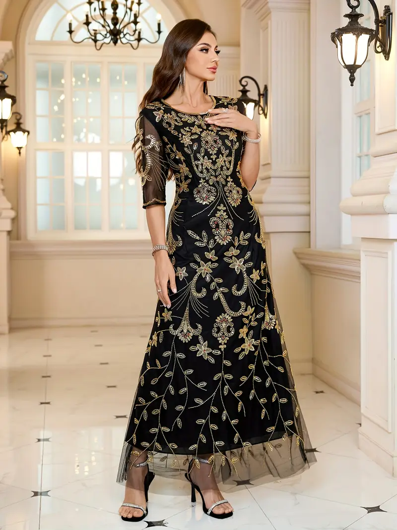 Plus Size, Retro Bead Sequin Dress Bead * Skirt Light Luxury Banquet Dress * Dress Plus Size, Retro Bead Sequin Dress Bead * Skirt Light Luxury Banquet Dress * Dress