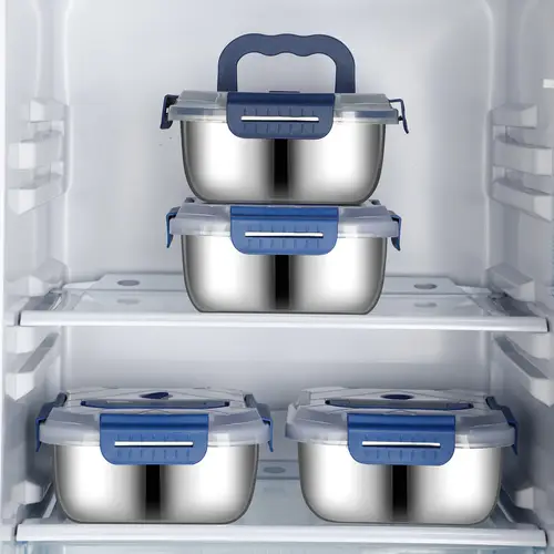 1/2/4 팩 스테인레스 스틸 식품 보관 용기, 뚜껑이 달린 57oz, 누출 방지, 쌓을 수 있음, 야외 요리 및 식사 준비에 적합, 크리스마스, 새해, رمضان, 어머니의 날, 독립 날에 이상적
