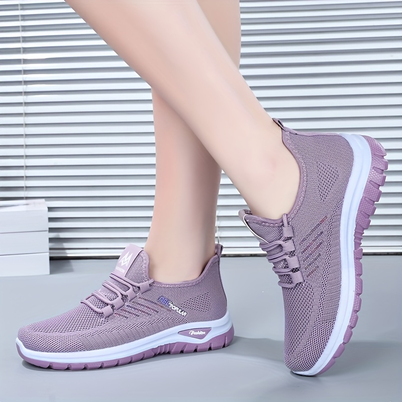 womens   sneakers breathable mesh with stripe accents sweat absorbent lace up   in pink purple versatile for   casual athletic wear   style breathable mesh sneakers Product details 8