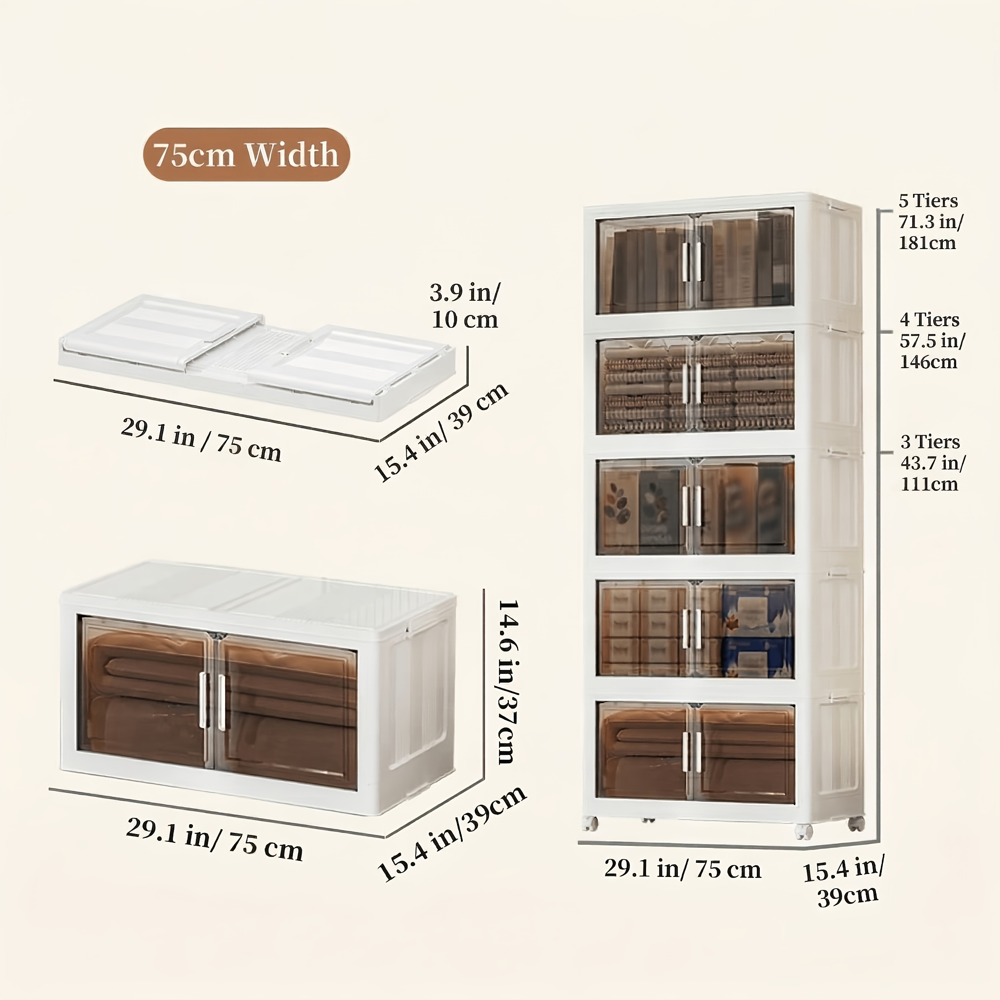 Extra Large Foldable Office Storage Cabinet with Lids & Wheels
