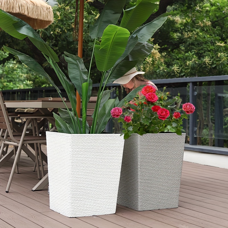 heavy duty plastic resin wide square planter large planter - Temu