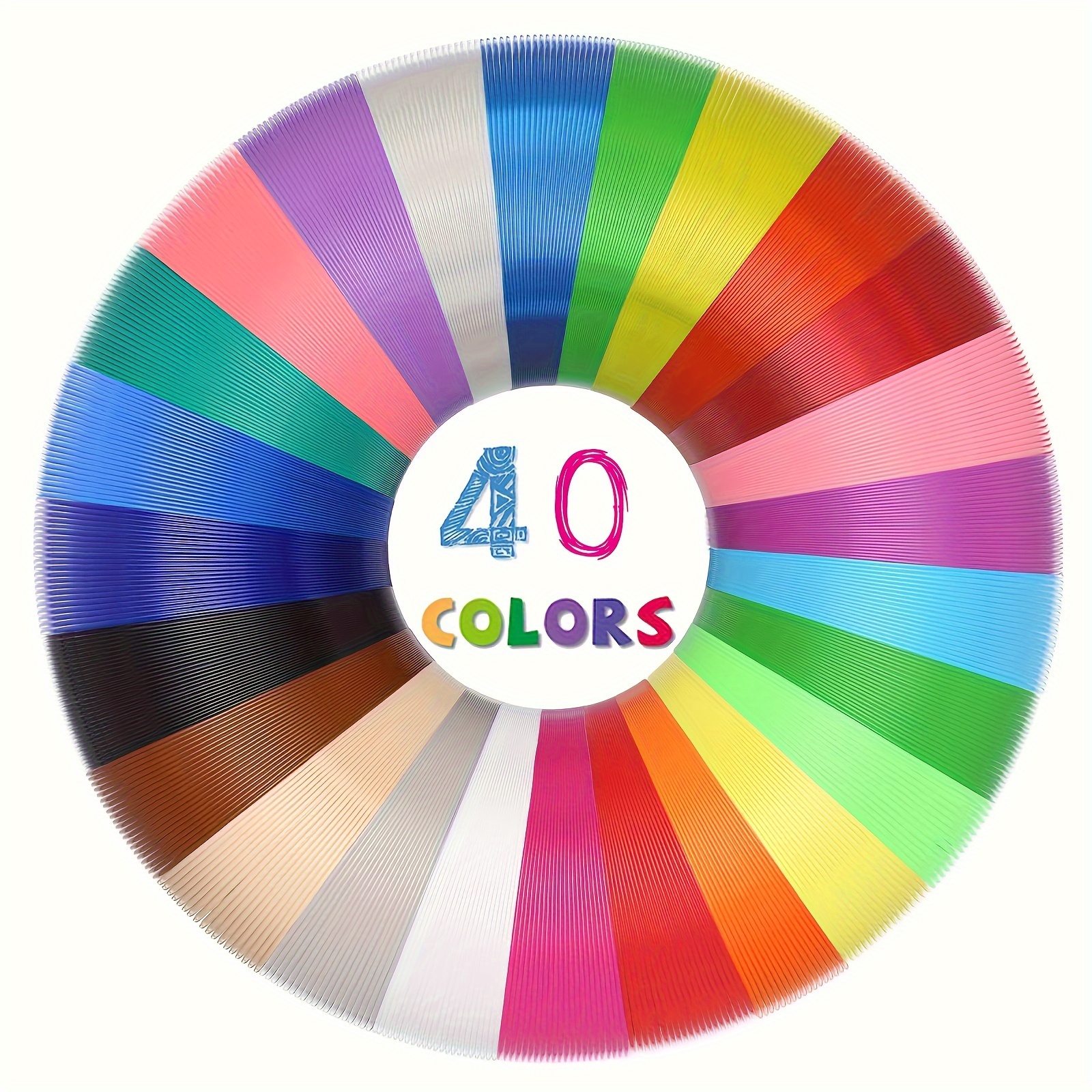 

40-color Pla 3d Printer Filament Set, 1.75mm Pla Material, Low Temperature 60°c-100°c, Ideal For Creative And Crafts, Perfect Gift For New Year/birthday/christmas/back To School