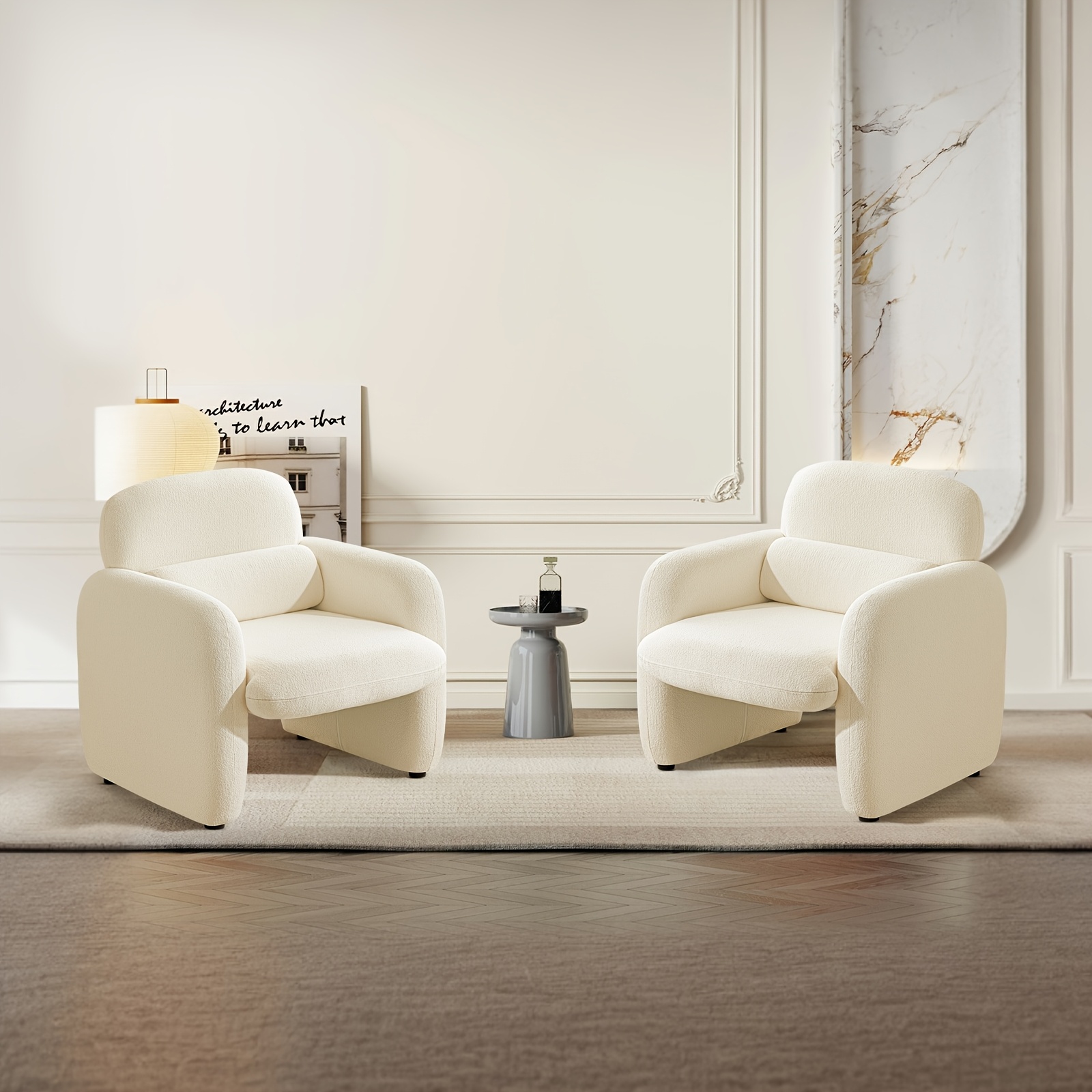 century modern accent chair wide deep seat chenille Temu