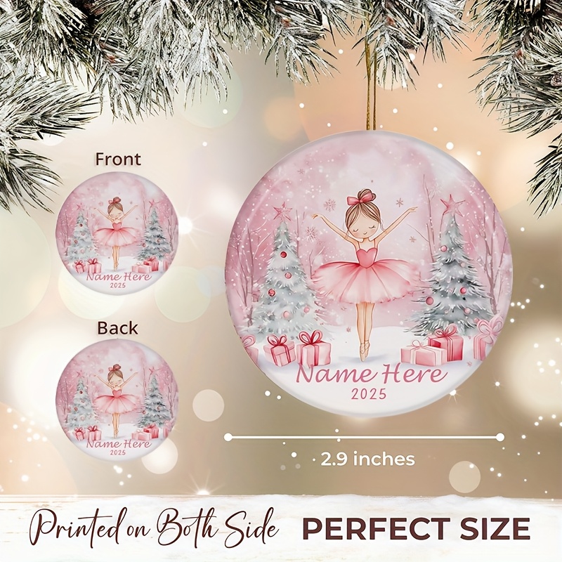 TEMU 2d Flat - [christmas] 2d Flat Acrylic Ornament, 1pc 7.3cm Personalized Ballerina 2d Christmas Decoration - Ballerina In Short Skirt Trees And