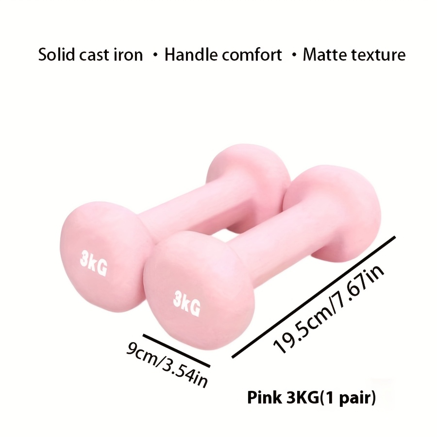 Pair Matte Cast Iron Dumbbells, 3kg Design for Grip Ideal for  Fitness Yoga at Home, Perfect Valentine's Gift for Men Women in