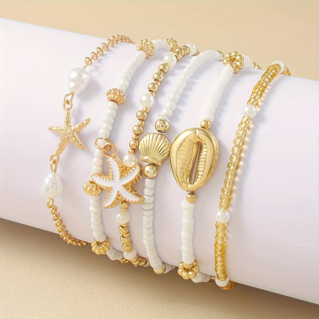 6pcs Retro Beach Style Starfish Bracelet Set
