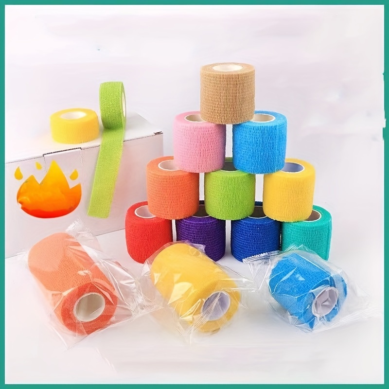 6 Rolls of Elastic Self-Adhesive Bandages - Assorted Colors for Dogs & Humans, Non-Woven Material, Ideal for Fingers, Wrists, Waists, Knees, Toes, Pet Care Essentials|Versatile Bandages|Reusable Adhesive