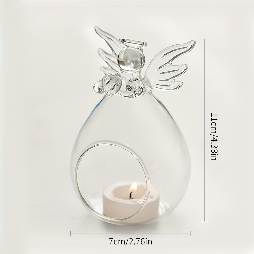Image of Contemporary Clear Glass Vase With Winged Design - Round Decorative Flower Vase For Fresh Or Artificial Flowers, Battery-free Home Decor Centerpiece, Ambient Lighting | Shape | , Vases For Flowers