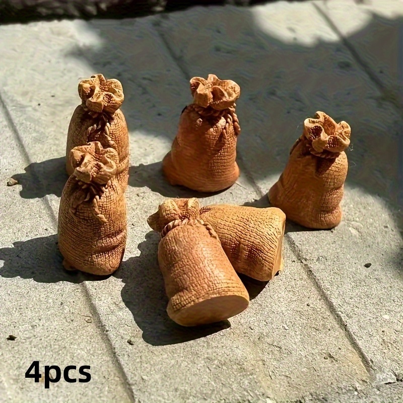 TEMU Set Of 4, Creative Retro Burlap Models For Miniature Landscapes, Suitable For Dollhouse Garden Decoration, Assorted Styles