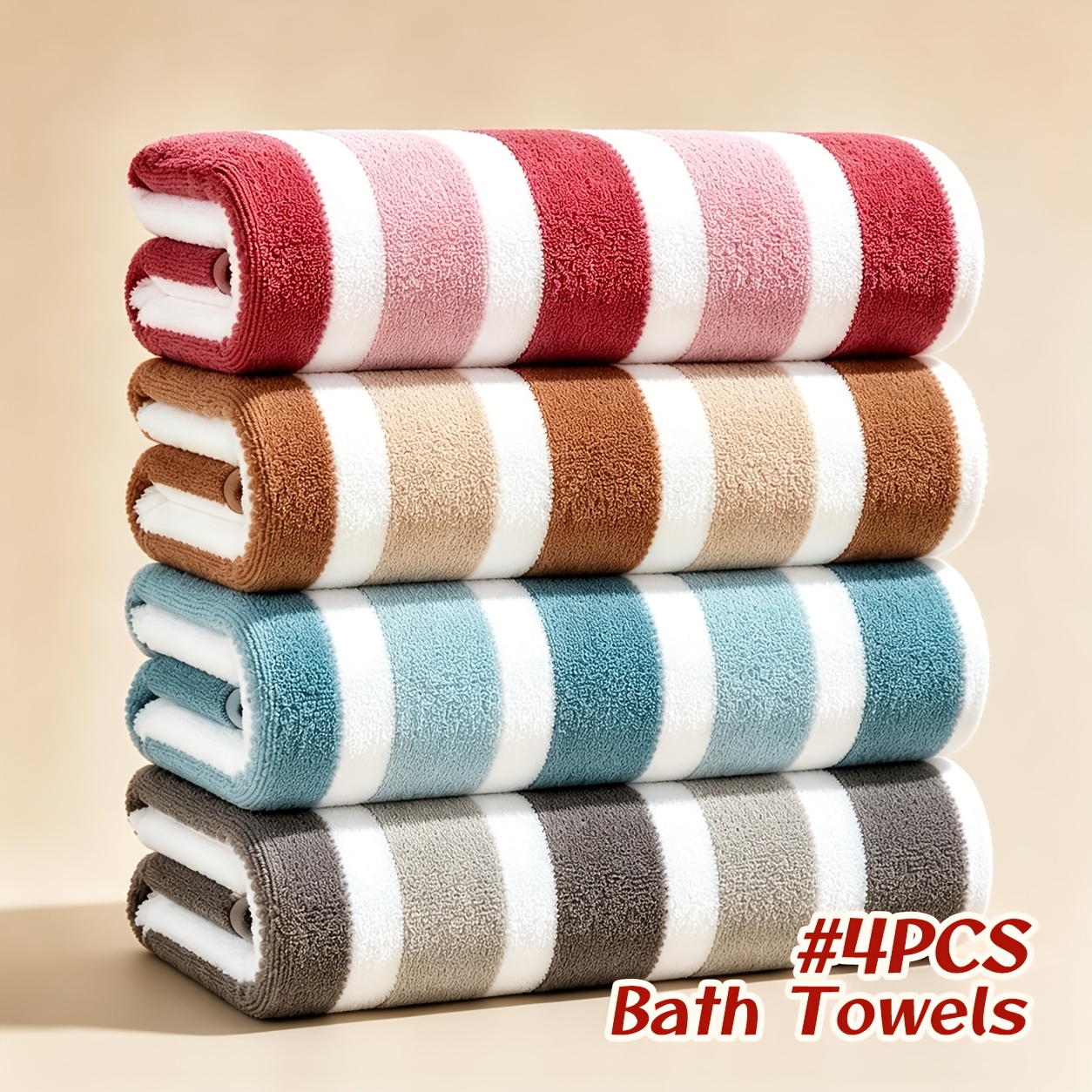 TEMU 4pcs/1pc Bath Towel Set - Coral Fleece Microfiber Towel Collection & Beach Towel Set, , Quick-drying And Absorbent, Perfect For The Beach, Spa,