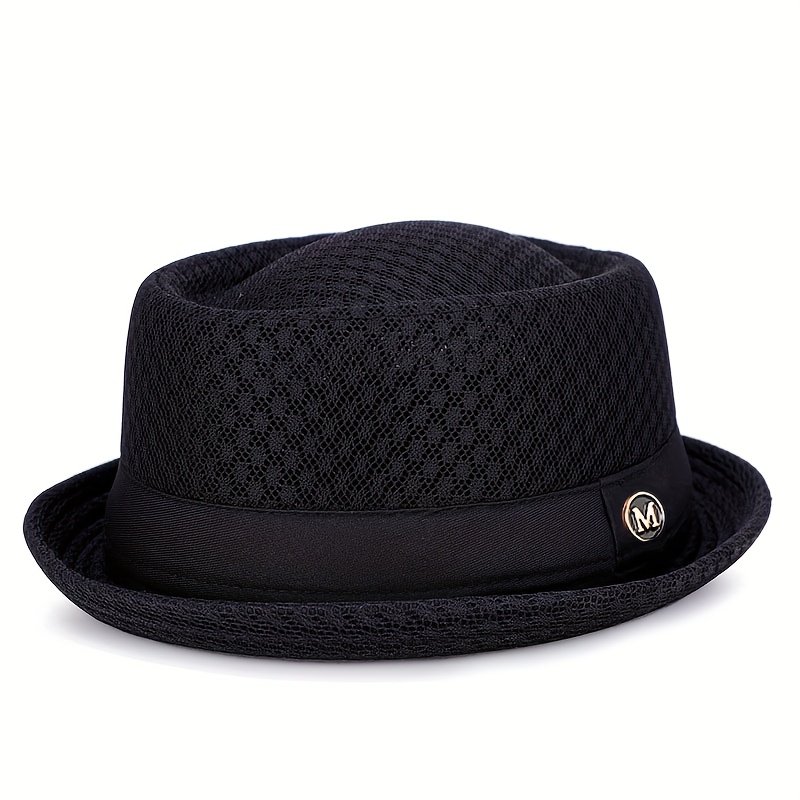 Men' & Unisex British Jazz - Breathable Mesh Flat Brim Hat Suitable For Outdoor, Casual, Jazz Events - Foldable Sun Hat With Wide (hand Washable)