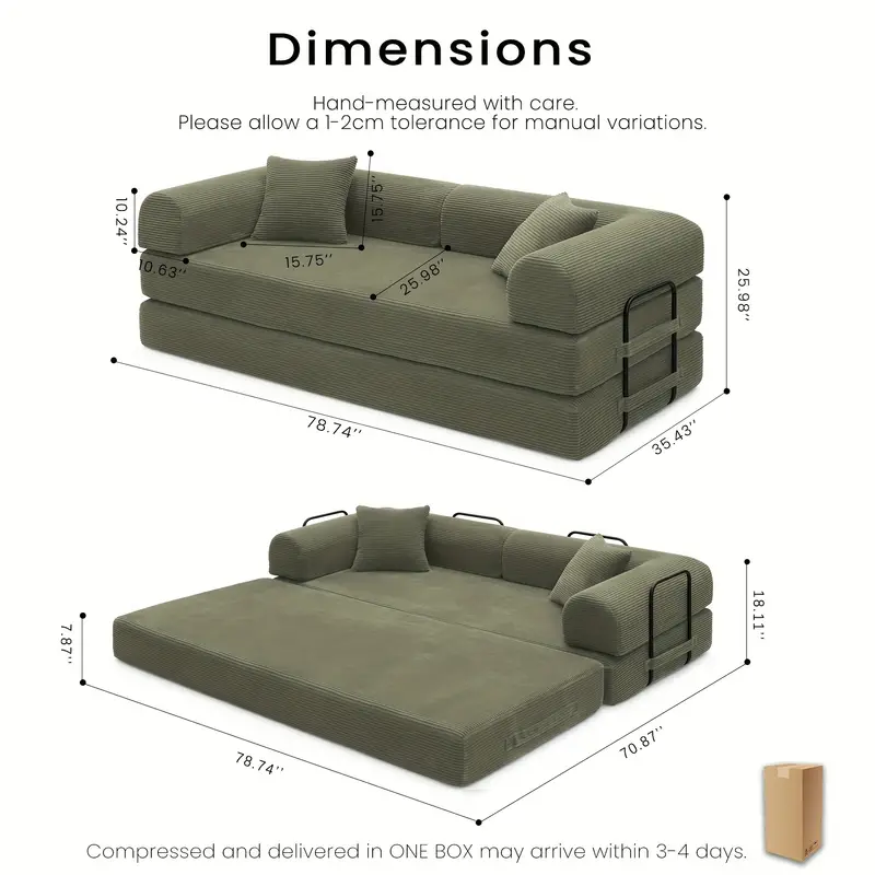 compressed sofa convertible sofa bed lazy sofa bed corduroy compression boneless couch in a box comfy modular foldable floor sleeper sofa for game room furniture comfy couch sofa sectional for living room living room couch foldable sofa spacesaving furniture compact seating modern sectional durable construction highdensity foam multipurpose furniture small studio apartment sofa bed foldable for living room foldable sofa Product details 2
