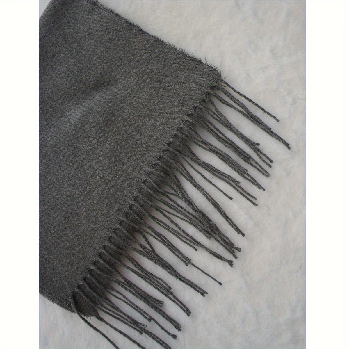 Classic Solid Color Polyester Scarf - Unisex Warm and Breathable, Woven Fringe Detail for Autumn and Winter Styling, Hand-Washable details 8