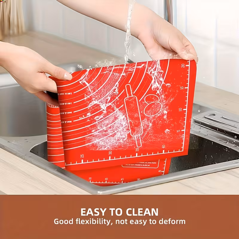 1 2pcs reusable baking mat with measurement easy to clean pastry mat suitable for dough pizza cakes and the gadget for holidays parties baking and kneading kitchen tool for christmas Product details 0