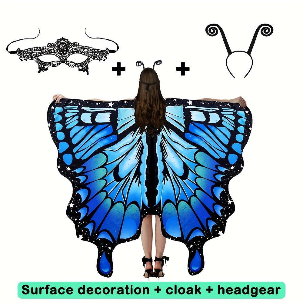 Halloween, Julegaver, Julebord Sommerfuglvinger, Sommerfuglfe Skjerf,  Festlig Kostyme for Voksne, Halloweenfestutstyr, Mykt Stoff  Sommerfuglvinger ..., image size:1000x1000