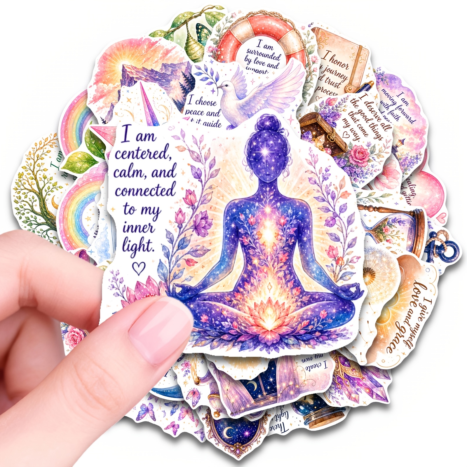 Image of 50 Sheets Daily Affirmation Themed Stickers, Daily Positive Aesthetic Sticker Art, Applicable For Phone Cases, Notebooks, Laptops, Water Bottles, Diaries, Etc. Unique Decorative Sticker Pack
