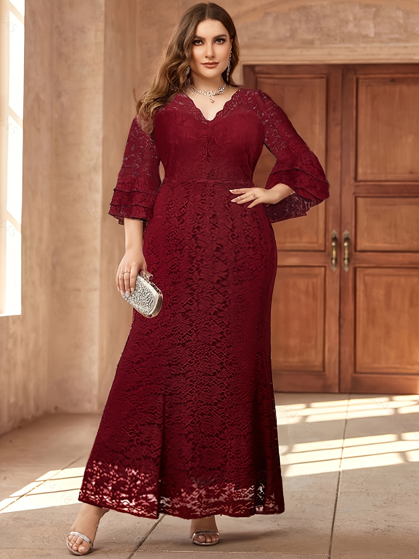 plus size lace dress sold on Temu United States