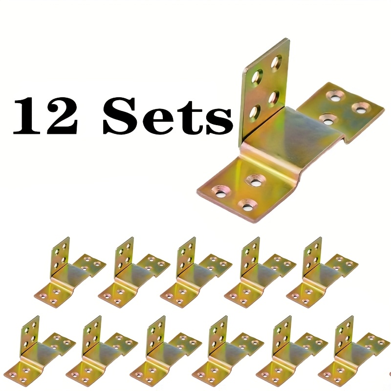 /12set/24set Iron Bed Frame Corner Brackets - Easy Assembly Bed Support Connectors With Hooks, Buckles For Sturdy Wooden Frames