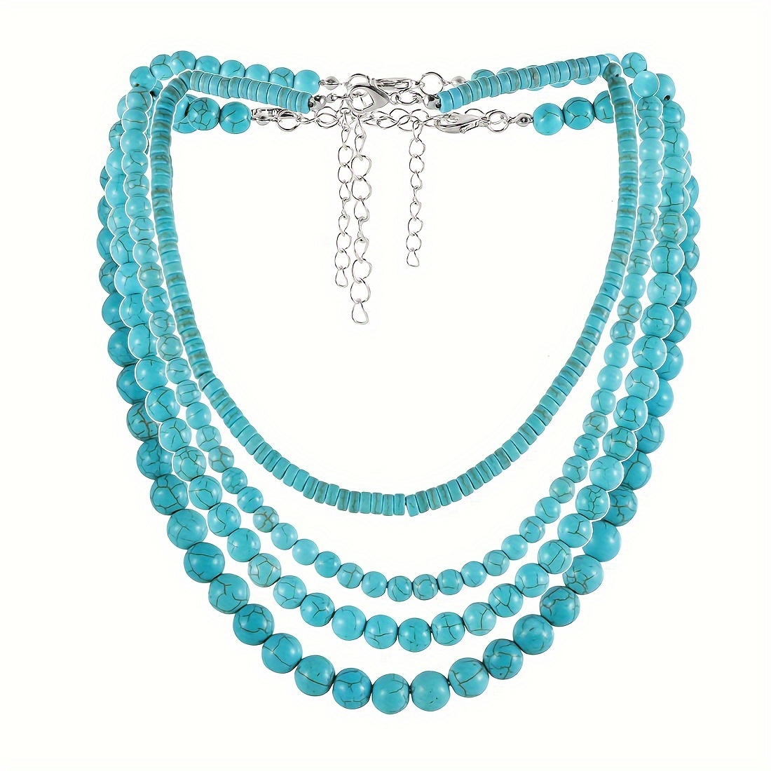 

Bohemian Style Turquoise Beaded Necklace - Minimalist Design For Everyday Wear