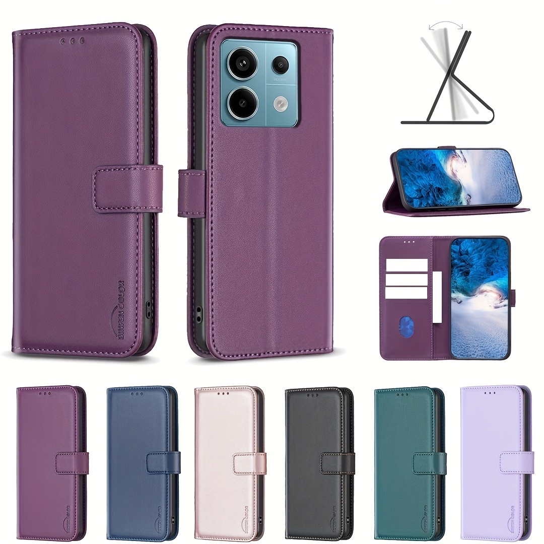 SMYTU Cover a Libro per Xiaomi Redmi Note 13 4G (6,67) + Vetro Temperato, Custodia Flip in Pelle Magnetica Portafoglio Case - Blu